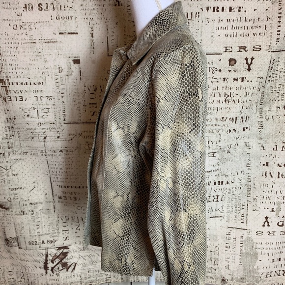 Leather Snakeskin Button Down Blouse Top Biker - Picture 7 of 9